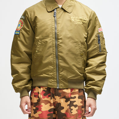 Monty Flight Jacket - Olive Green, view 1|Model