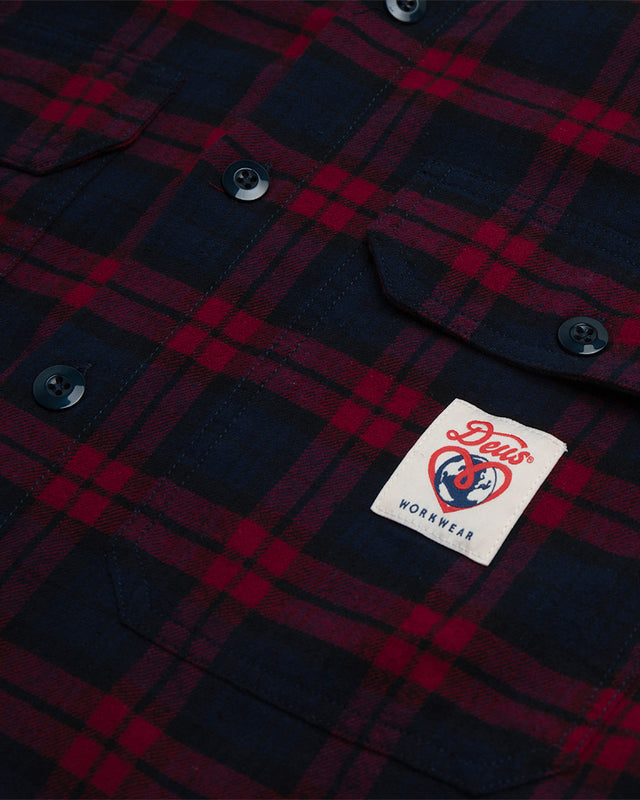 Flannel Check Shirt (Oversized Fit) - Red Check