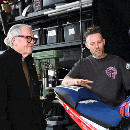 Jeremy and Dare disussing the end result of his BMW GS customisation