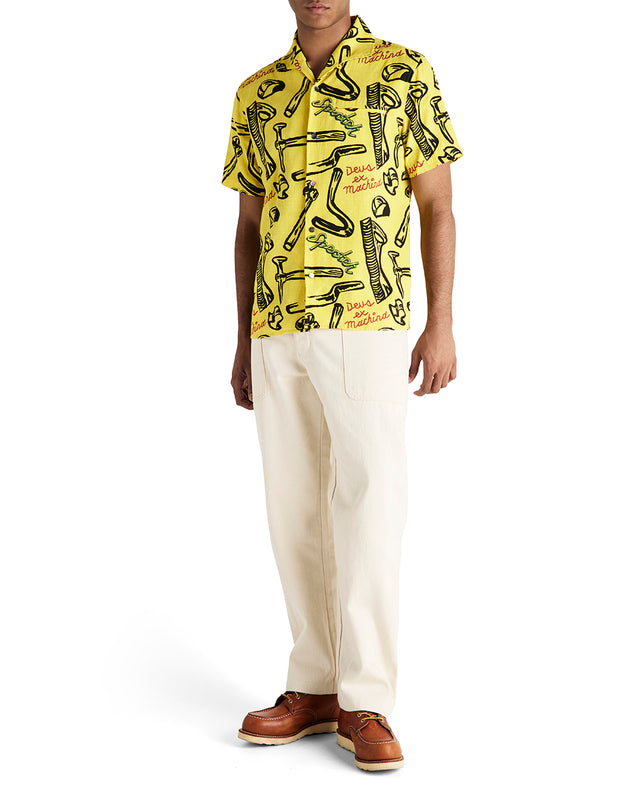 canary yellow dress shirt Men's Light Yellow Convertible Cuff Dress Shirt