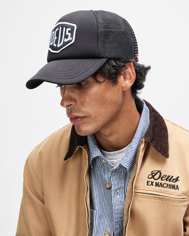 Baylands Trucker Hat - Black-White w/ Black Mesh