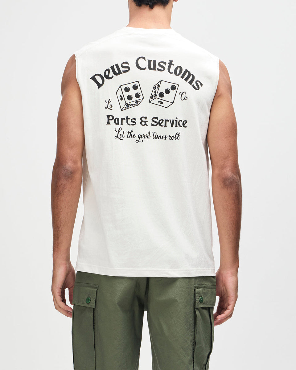 Muscle Tops | Deus Ex Machina | Knucklebones Muscle - Dirty White ...