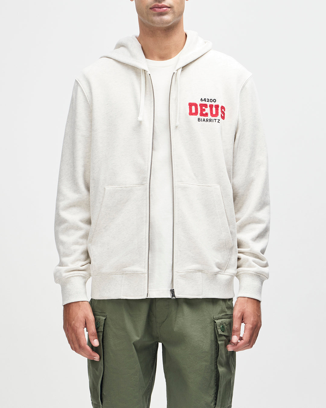 Sweaters | Deus Ex Machina | Buck Up Zip Hoodie - Lt Grey Marle