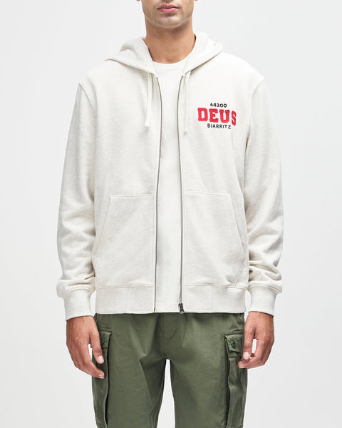 Fleece | Deus Ex Machina | Buck Up Zip Hoodie - Lt Grey Marle
