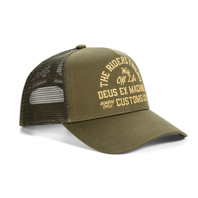 Shook Ones Trucker - Olive Green, view 1|Flatlay