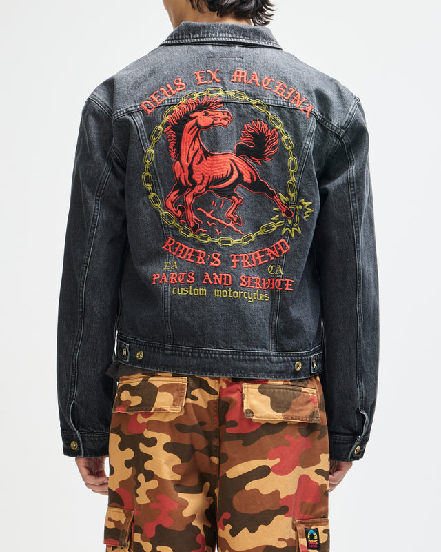 Unchained Trucker Jacket - Washed Black, view 2