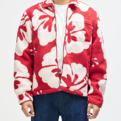 Oahu Sherpa Jacket - Cherry Red, view 1|Model
