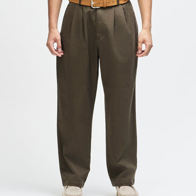 Otto Pleated Pant - Olive, view 1|Model