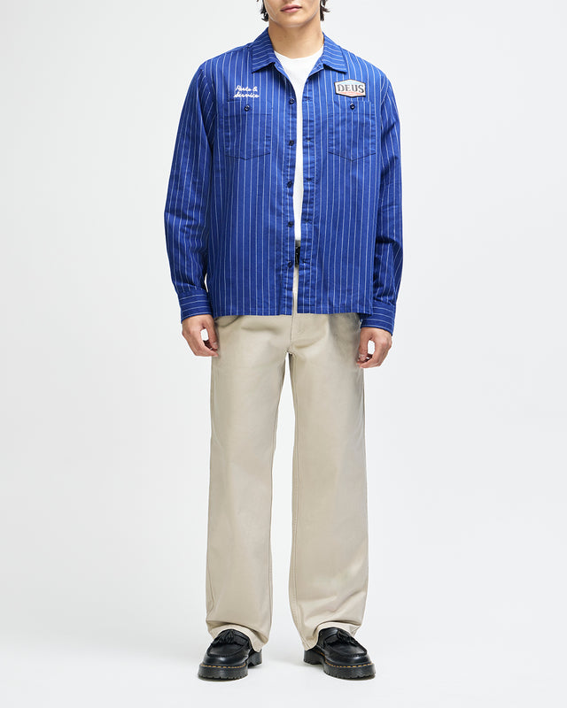 Forecourt Stripe Shirt - Mechanic Blue