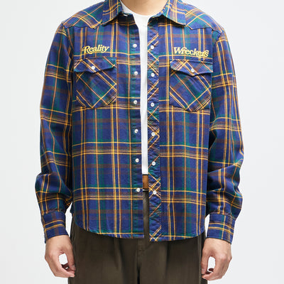 Reality Wreckers Check Shirt - Mechanic Blue Check, view 1|Model