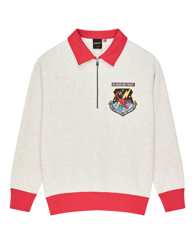 All Others Half Zip Sweat - Light Grey Marle, view 3