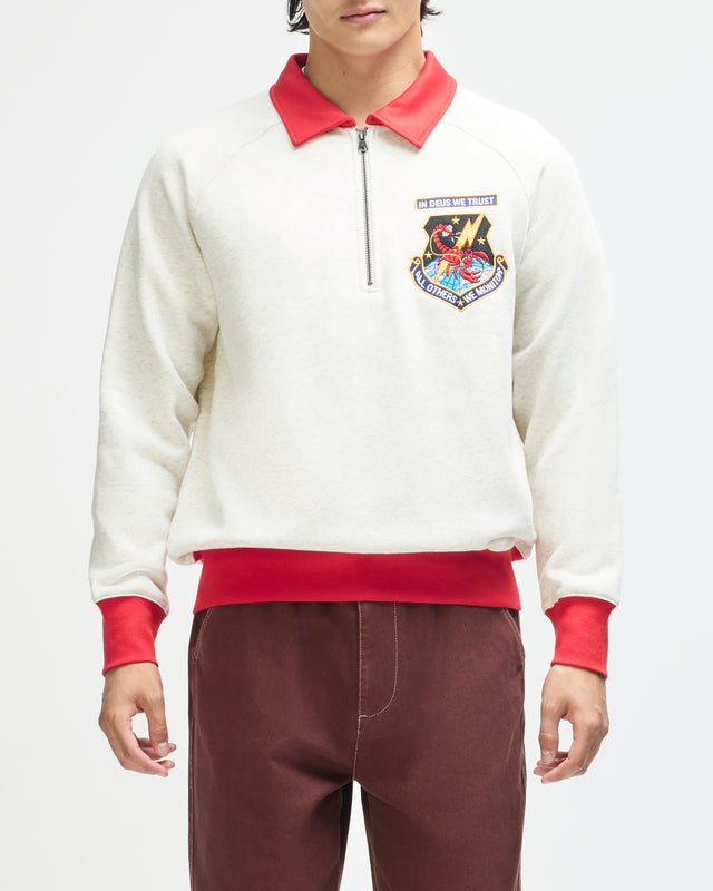 All Others Half Zip Sweat - Light Grey Marle, view 1