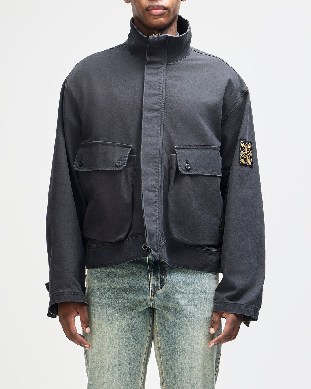 Common State Jacket - Overdyed Anthracite Grey, view 1|Model