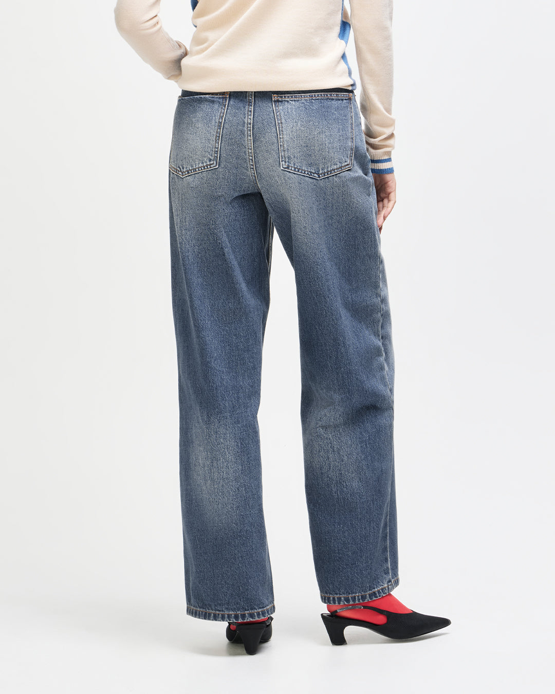 Drift Line Wide Jean - Mid Indigo, view 21|Model