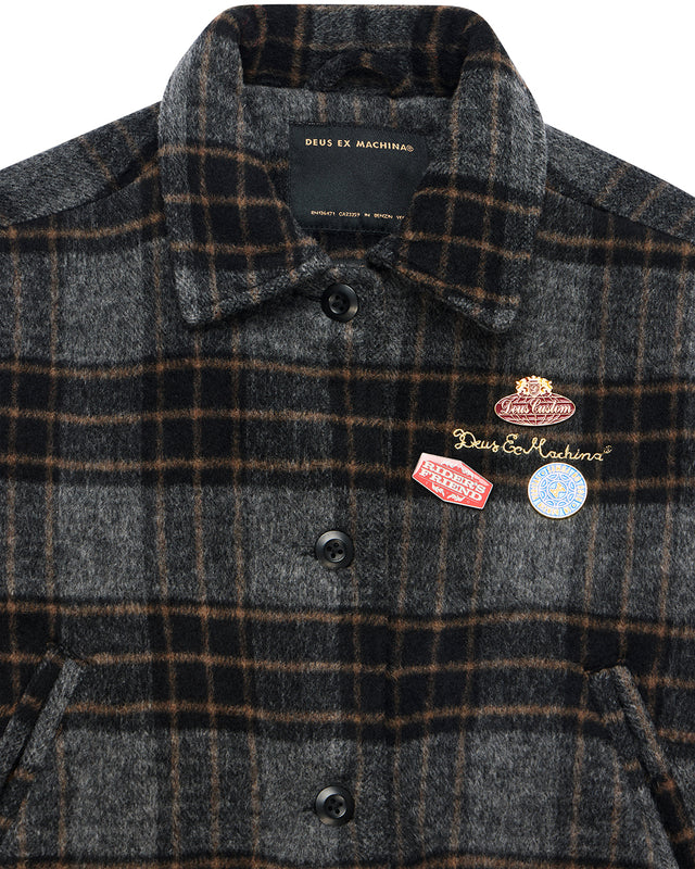 Lost World Wool Blend Bomber - Phantom Grey Check, view 12