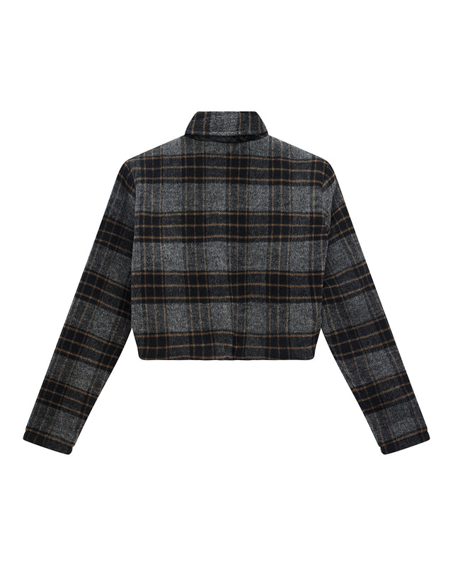 Lost World Wool Blend Bomber - Phantom Grey Check, view 7