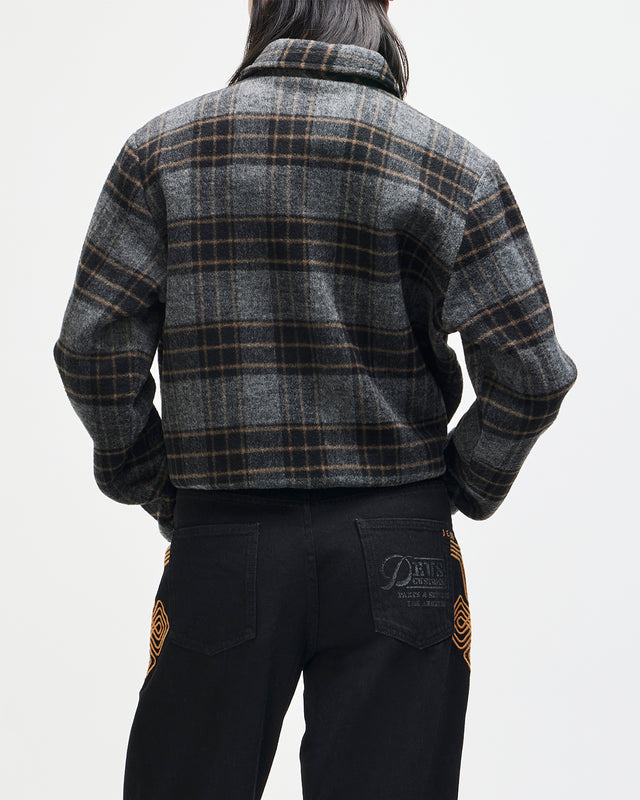 Lost World Wool Blend Bomber - Phantom Grey Check, view 4