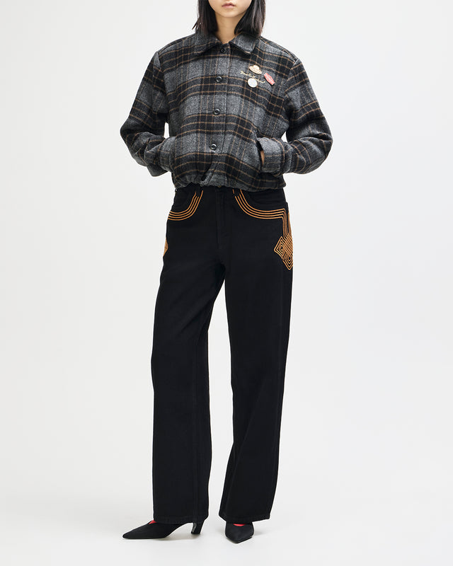 Lost World Wool Blend Bomber - Phantom Grey Check, view 15
