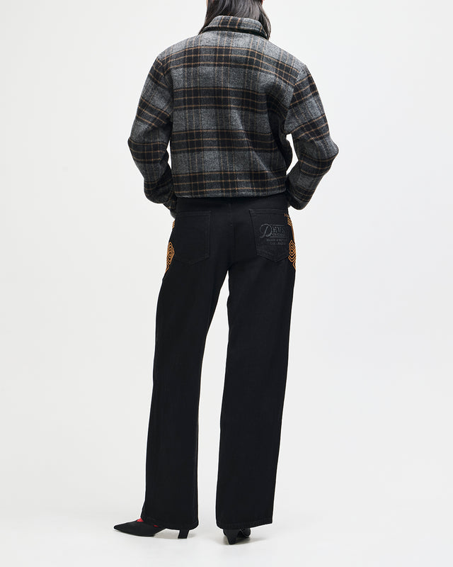 Lost World Wool Blend Bomber - Phantom Grey Check, view 9