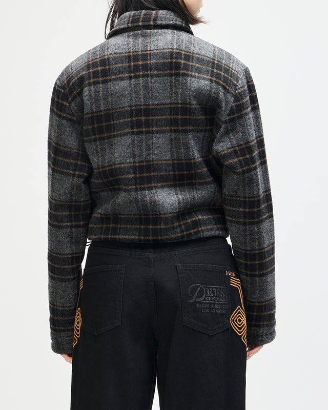 Lost World Wool Blend Bomber - Phantom Grey Check, view 5