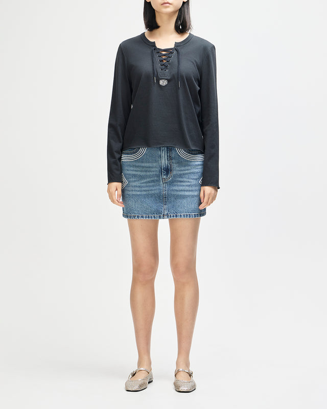 Stoppa Lace-Up Top - Black, view 5