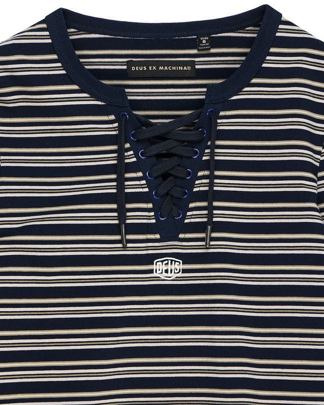Stoppa Lace-Up Top - Navy Stripe, view 7