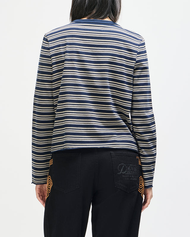 Stoppa Lace-Up Top - Navy Stripe, view 2