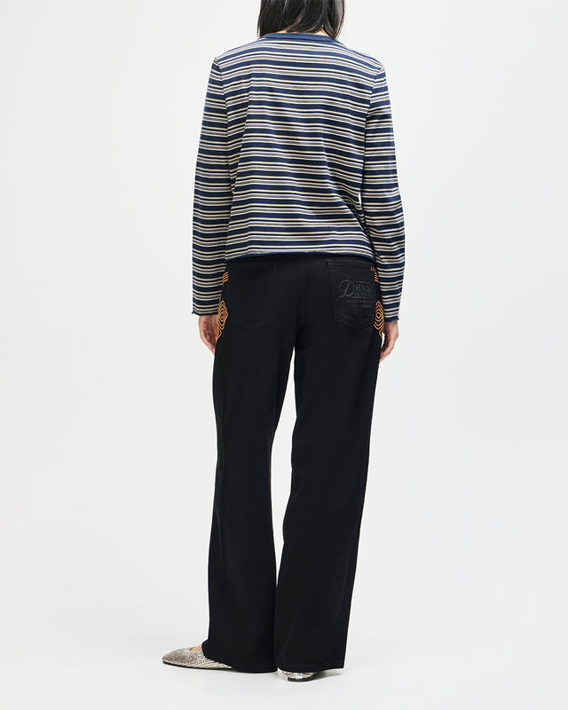 Stoppa Lace-Up Top - Navy Stripe, view 6