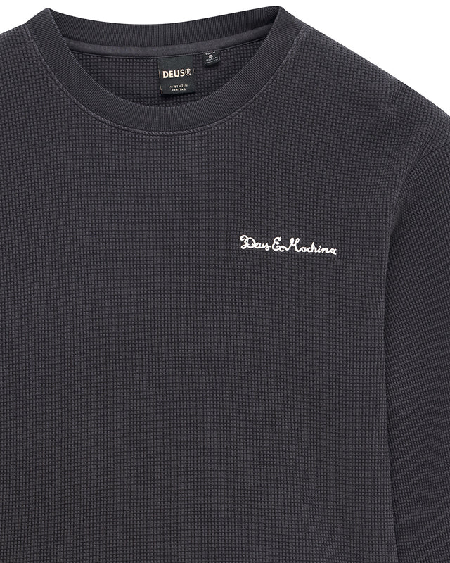 Washed Waffle LS Top - Anthracite Grey, view 7