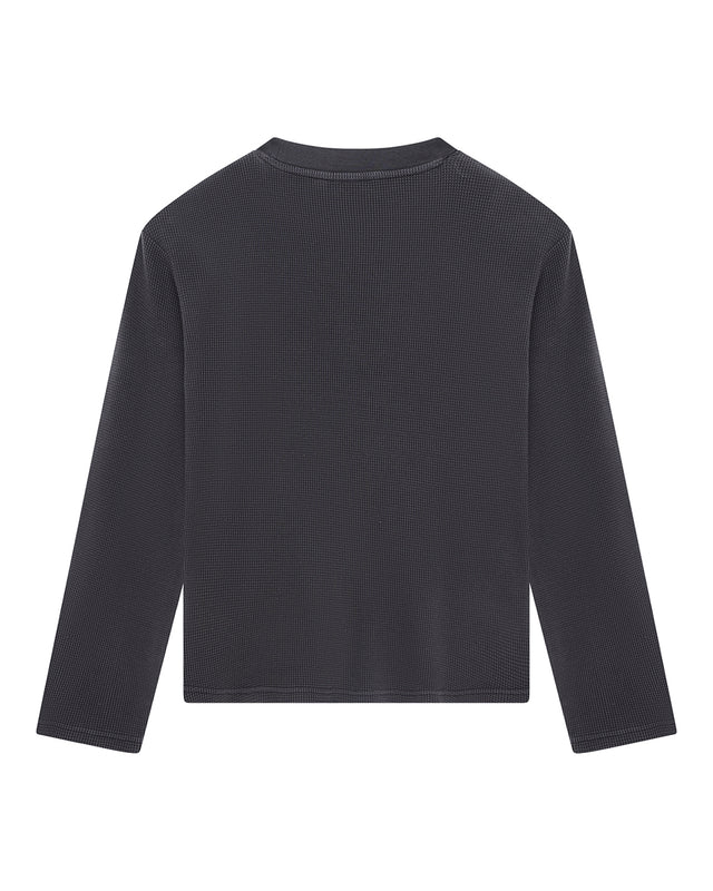 Washed Waffle LS Top - Anthracite Grey, view 4