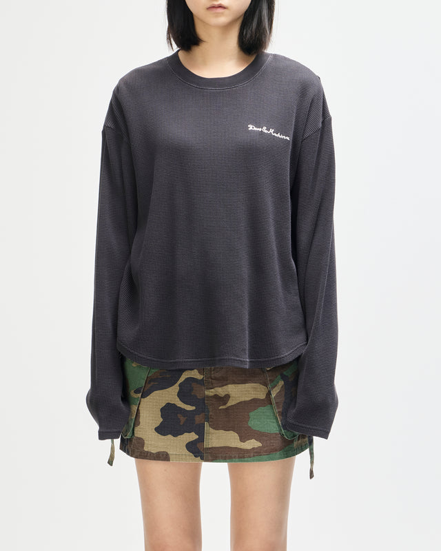 Washed Waffle LS Top - Anthracite Grey, view 1