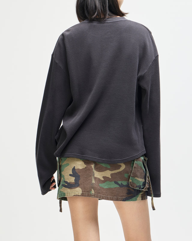 Washed Waffle LS Top - Anthracite Grey, view 2