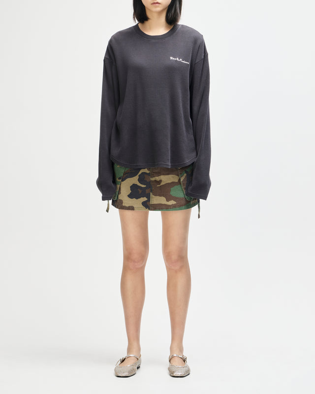 Washed Waffle LS Top - Anthracite Grey, view 5