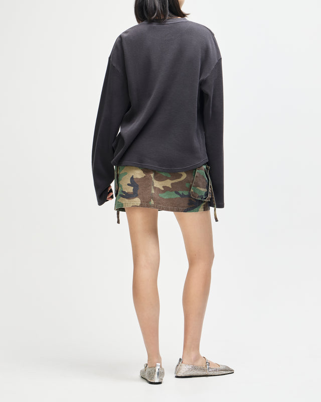 Washed Waffle LS Top - Anthracite Grey, view 6