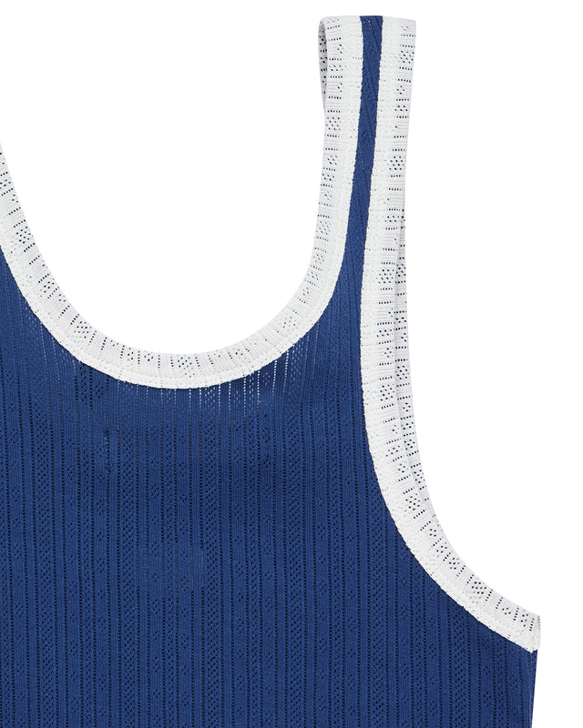 June Pointelle Shield Tank - Pageant Blue, view 9