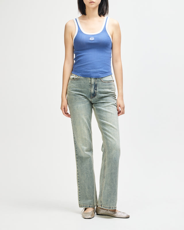 June Pointelle Shield Tank - Pageant Blue, view 5