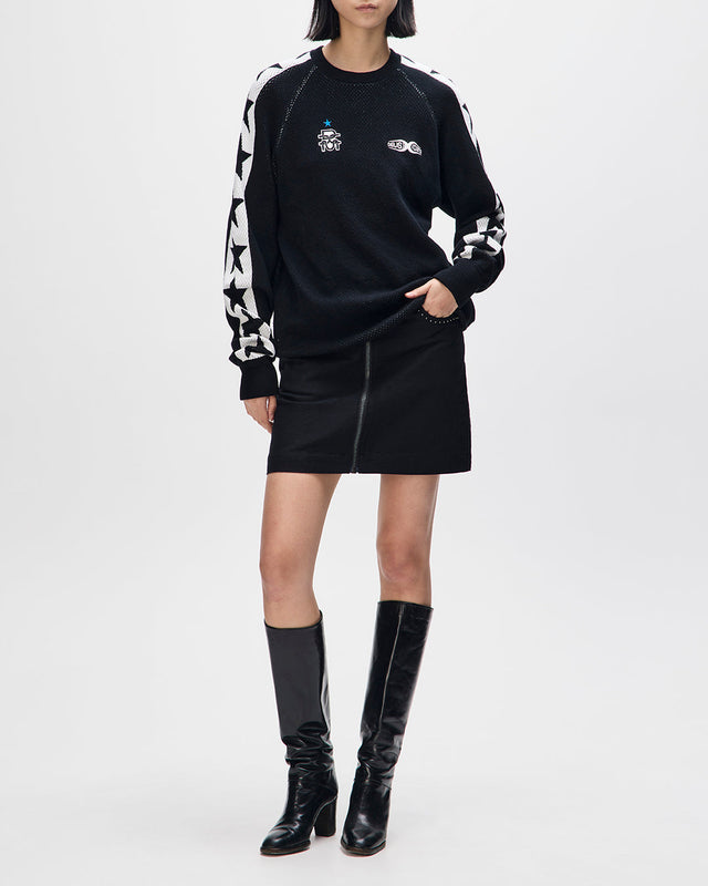 Icon Mesh Knit Top - Black