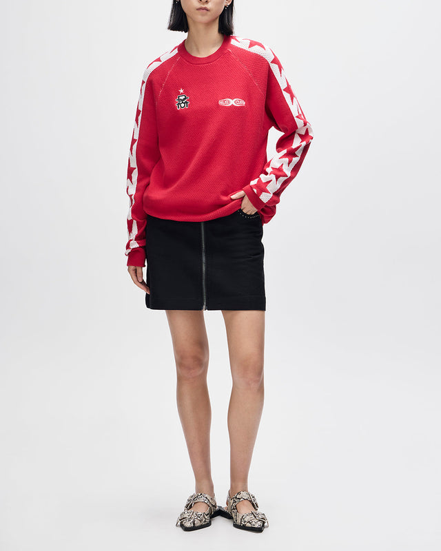 Icon Mesh Knit Top - Poinsettia Red