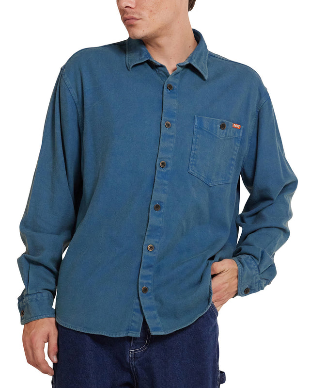 DMF245700.KeonFlannelShirt.MoroccanBlue