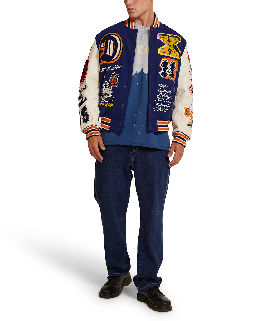 Amanita Varsity Jacket - Patriot Blue|Model