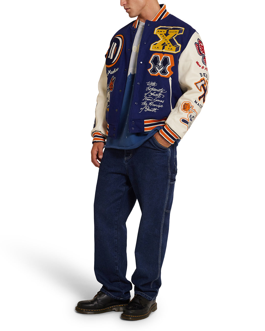 Amanita Varsity Jacket - Patriot Blue|Model