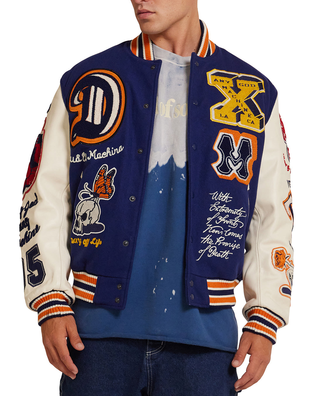 Amanita Varsity Jacket - Patriot Blue|Model