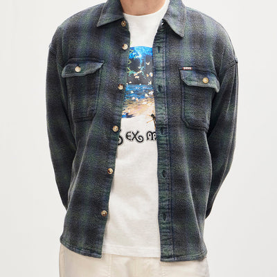 too-busy-to-work-check-shirt-black-check|Model