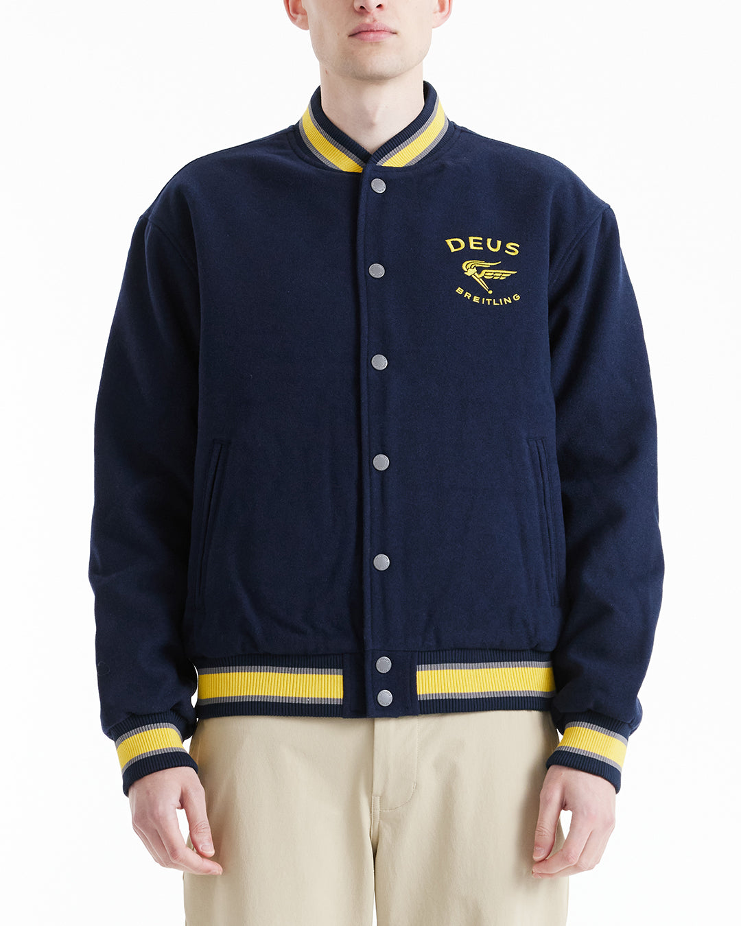 Torpedo Varsity Jacket - Navy|Model