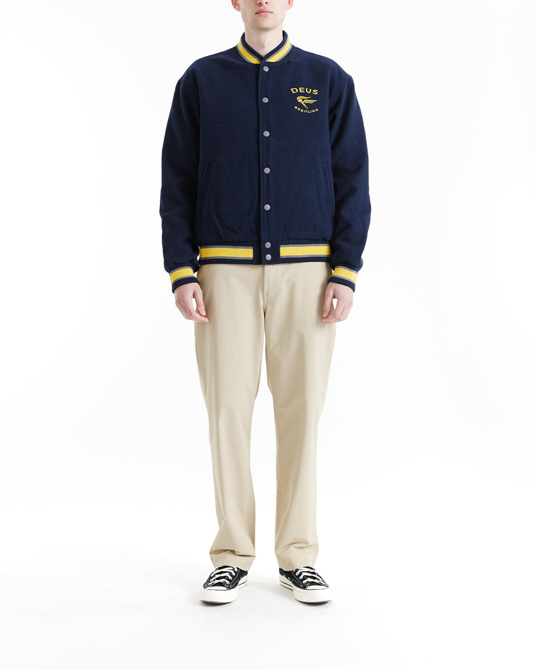 Torpedo Varsity Jacket - Navy|Model