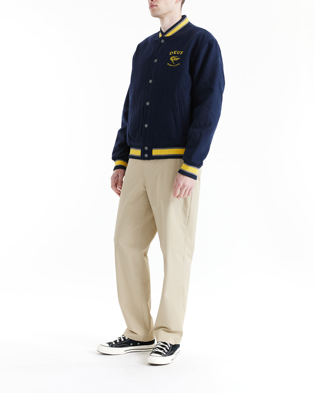 Torpedo Varsity Jacket - Navy|Model