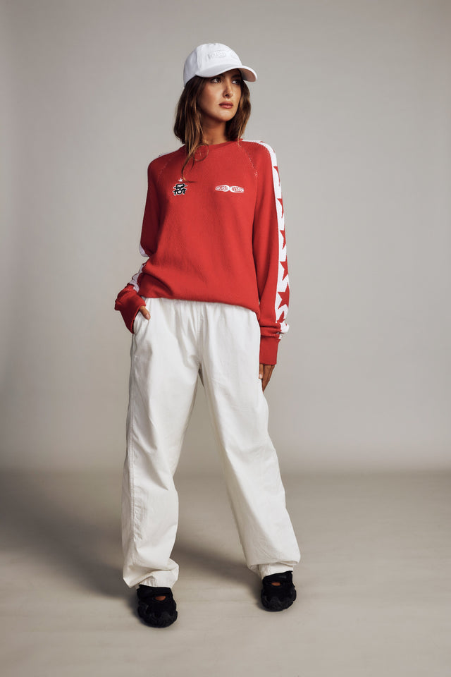 Icon Mesh Knit Top - Poinsettia Red